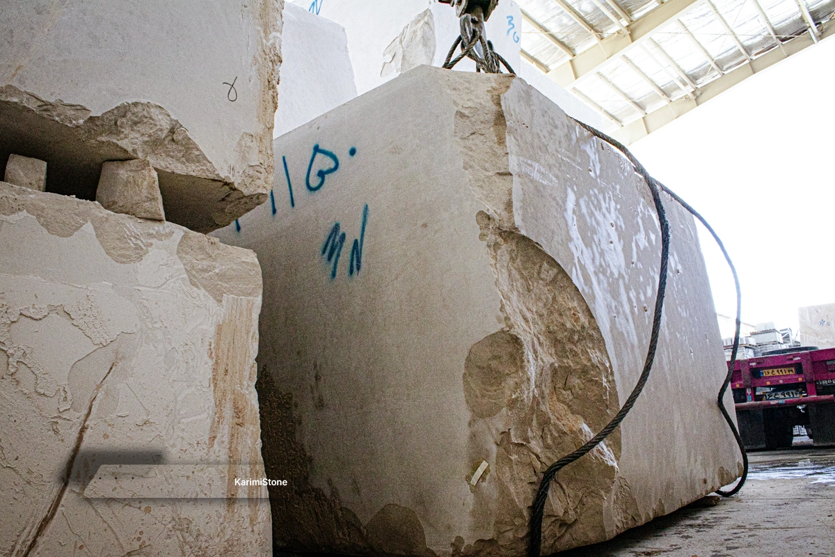 Stone block prepared for export loading