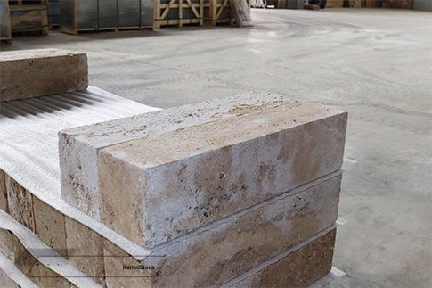 Травертин бежевый, пиленая обработка