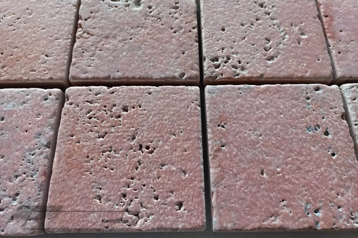 Travertine Red Cross-cut sandblasted & Brushed 1200.800 – 01