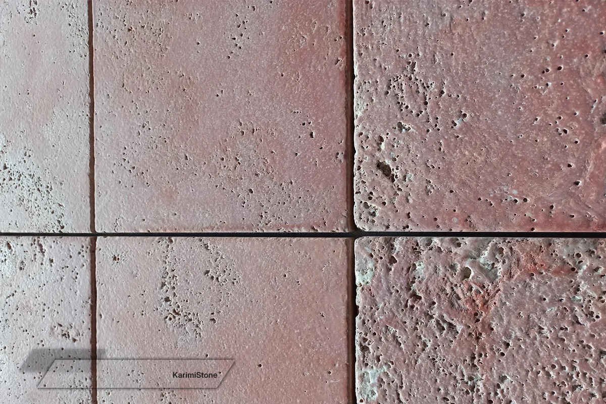 Travertine Red Cross-cut sandblasted & Brushed 1200.800 – 010