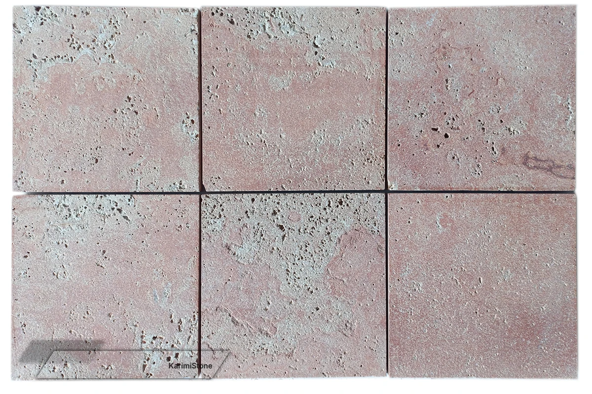 Travertine Red Cross-cut sandblasted & Brushed 1200.800 – 02