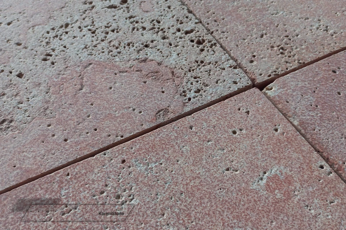 Travertine Red Cross-cut sandblasted & Brushed 1200.800 – 03