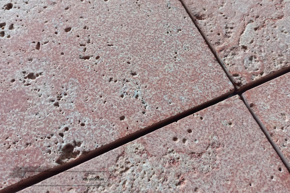 Travertine Red Cross-cut sandblasted & Brushed 1200.800 – 06