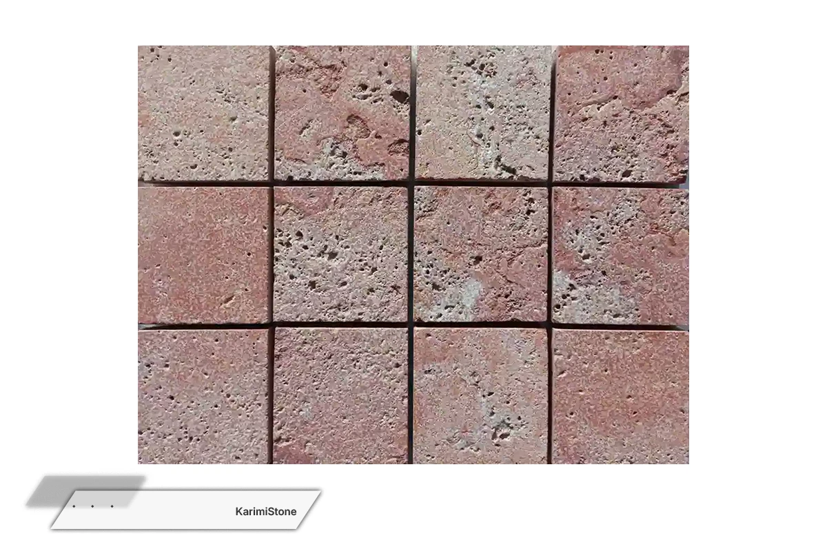 Travertine Red Cross-cut sandblasted & Brushed 1200.800 – 07