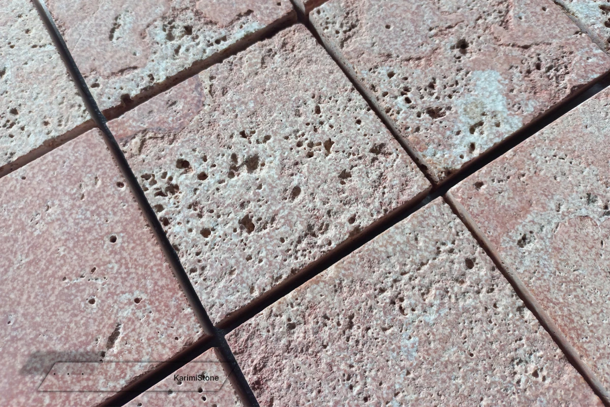 Travertine Red Cross-cut sandblasted & Brushed 1200.800 – 08