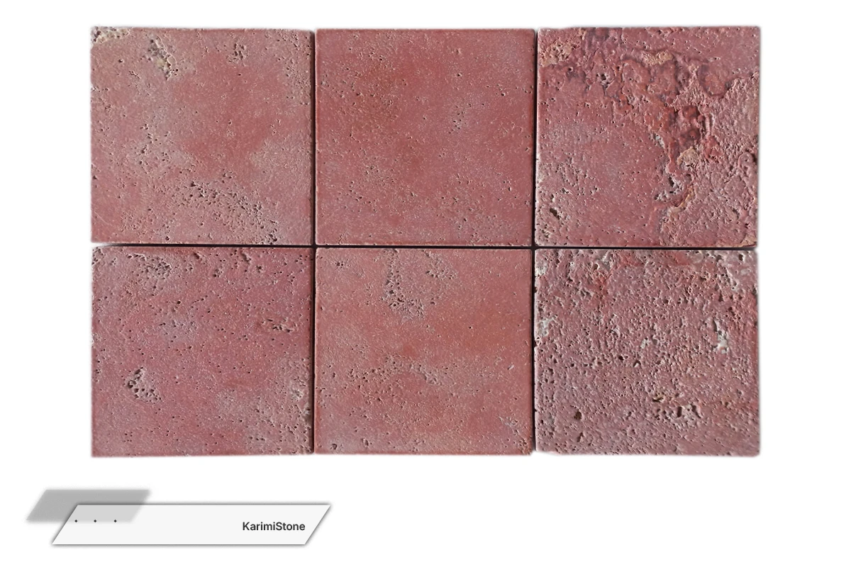 Travertine Red Cross-cut sandblasted & Brushed 1200.800 – 09