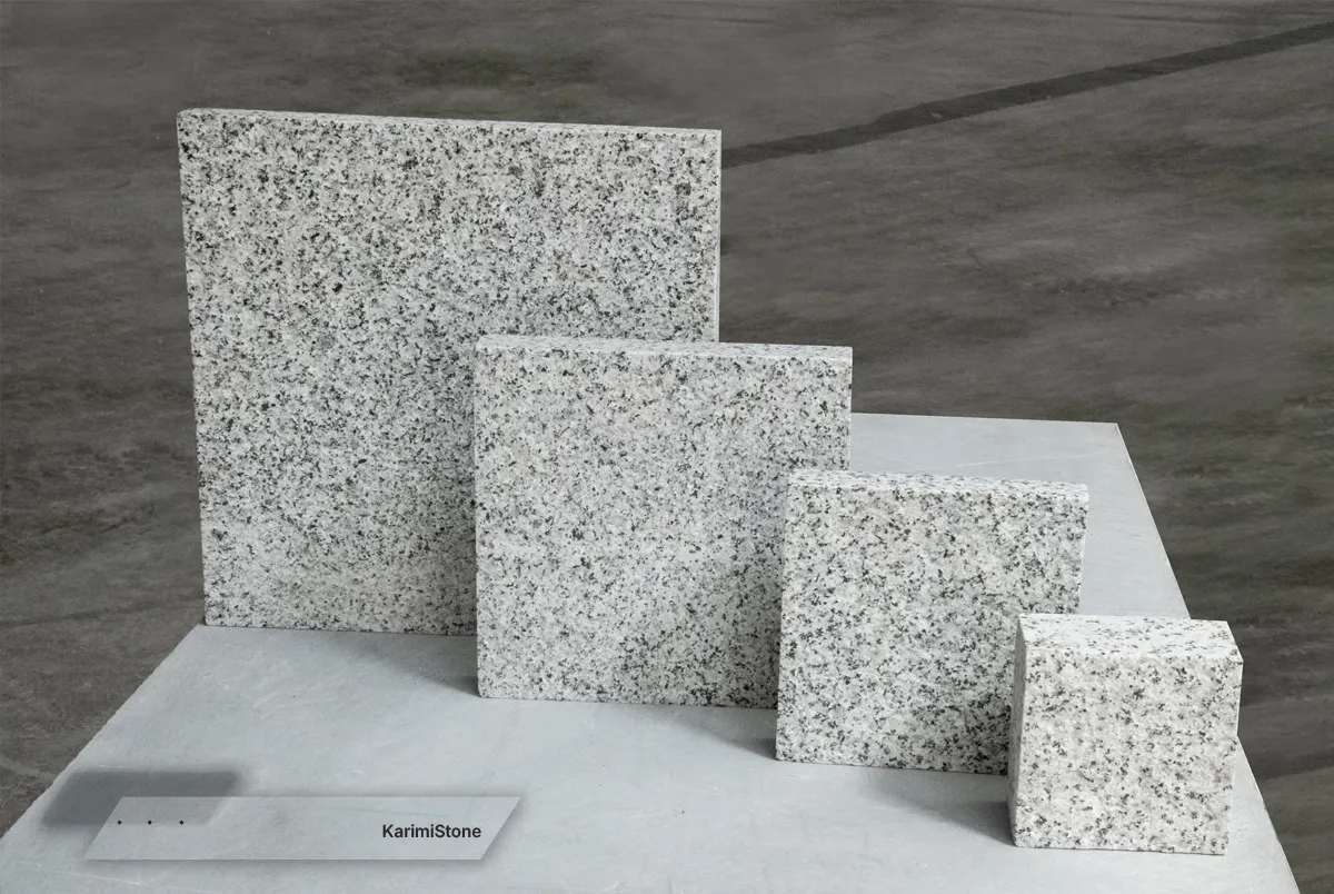 white granite flamed cubic 4